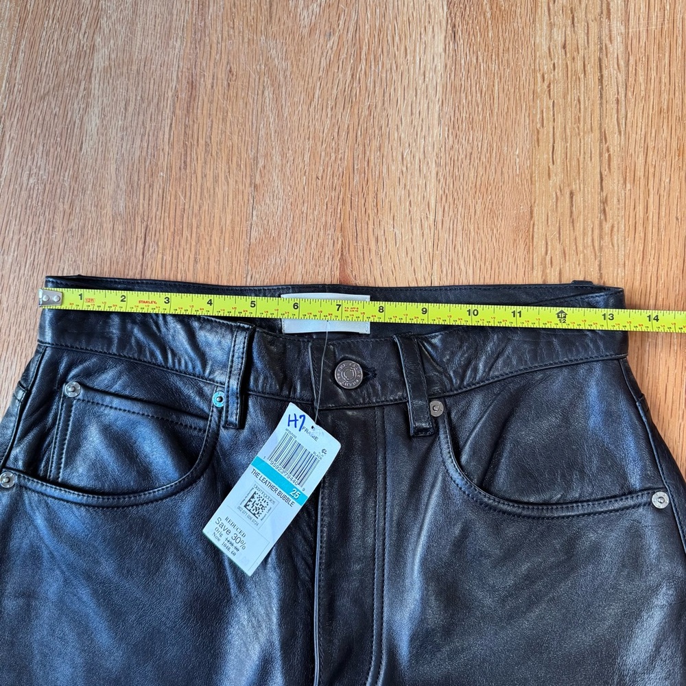 FRAME Denim Black Leather The Bubble High-Waist Luxury Designer NWT Size 25 - Picture 7 of 13